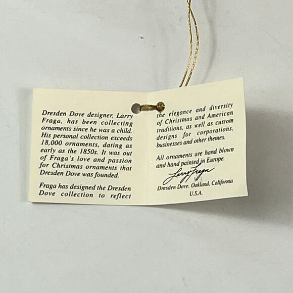 Vintage Dresden Dove Pumpkin Ornament Larry Fraga Blown Glass Glitter Halloween - Picture 9 of 12